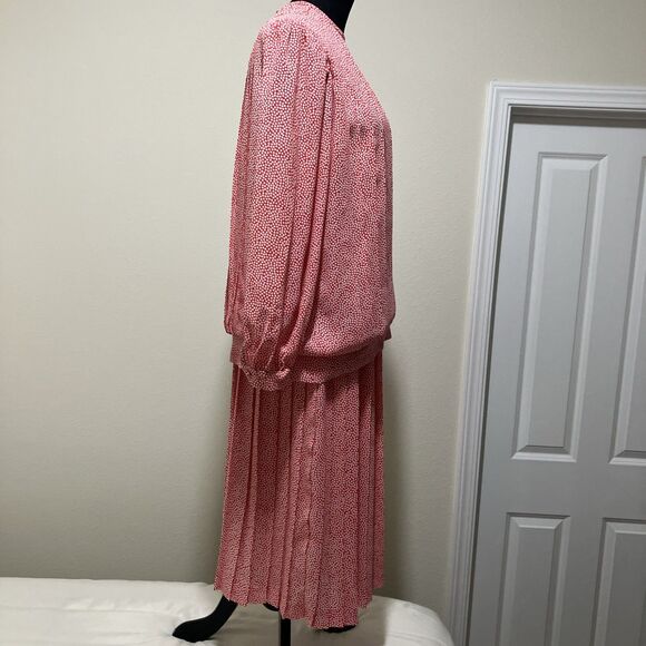 Vintage 70s Drop Waist Skirt Suit Pleated Red White In The Mood Sz 10 Retro - Picture 10 of 11